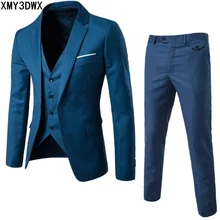 (Jacket+Pant+Vest) Luxury Men Wedding Suit Male Blazers Slim Fit Suits Men’s Costume Business Formal Party Classic plus size 6XL