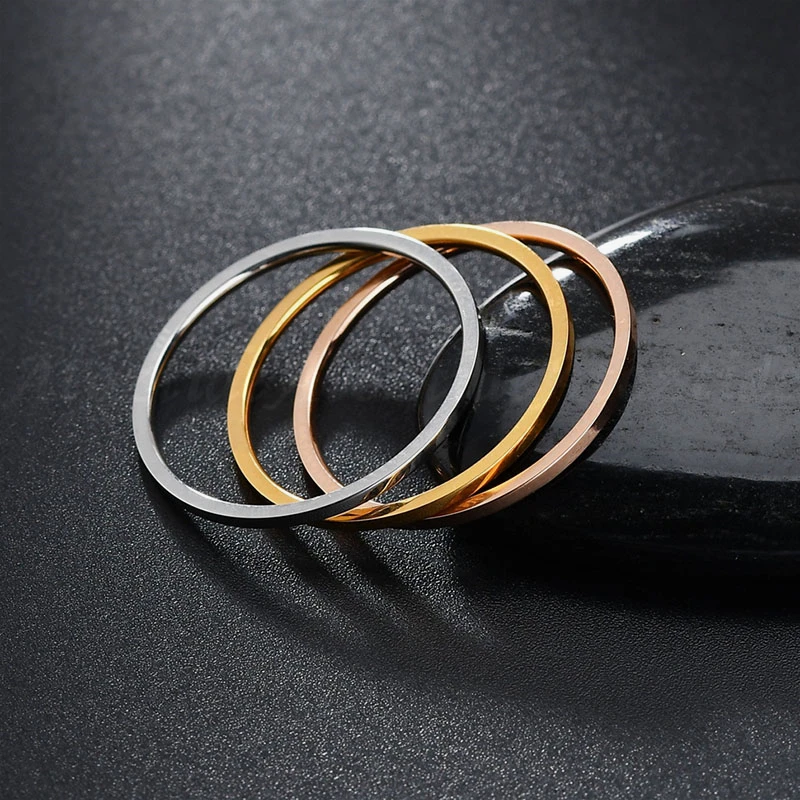 Atoztide 1 мм простые гладкие стержни из нержавеющей стали парные кольца женские полированные розовое золото Анти-аллергия обручальное кольцо для помолвки ювелирные изделия