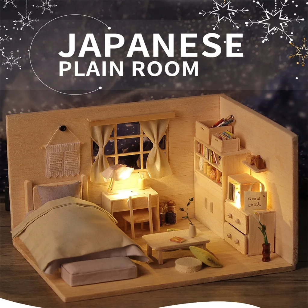 

2019 Japanese Plain Room DIY Miniature Dollhouse Kit Time Apartment DIY Dollhouse Kit Puzzle handmade toy educational toys