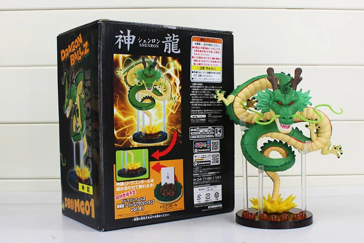 Dragon Ball Z фигурки зеленый Shenron Shenlong ПВХ Фигурки игрушки с Dragon Ball Z хрустальные шары 7 шт.+ полка отличный подарок