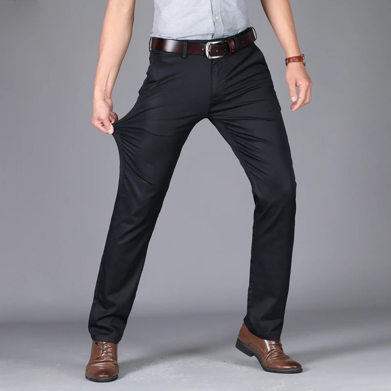 Pants Men Business Casual Breathable Stretch Pants Straight Male ...
