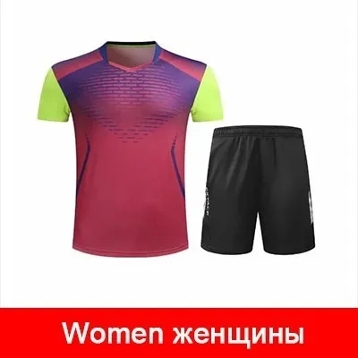 Летняя одежда для тенниса и бадминтона рубашка+ короткий спортивный костюм женский и мужской трикотаж Быстросохнущий дышащий комплект одежды L2051YPC - Color: WOMEN RED SET