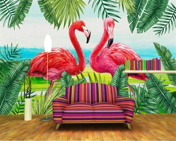 

beibehang wallpaper for kids room Tropical plant flamingo photo wallpaper background wall mural wallpapers for living room