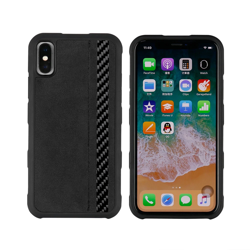 Роскошный деловой мягкий чехол из ТПУ и углеродного волокна для iPhone X с