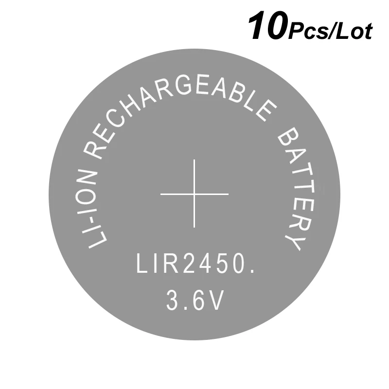 

Button Cell Li-ion Rechargeable Battery LIR2450 3.6V 10 Pcs - 2450 Replace CR2450