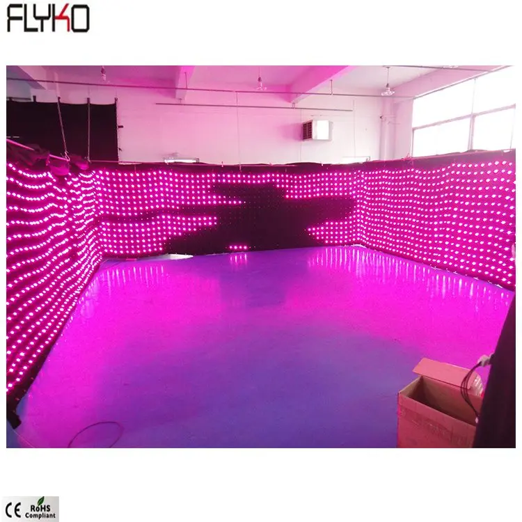 Flyko этап многоцелевой ткань для проекции светодиодного видео занавес для сцены светодиодный P100mm 2x17