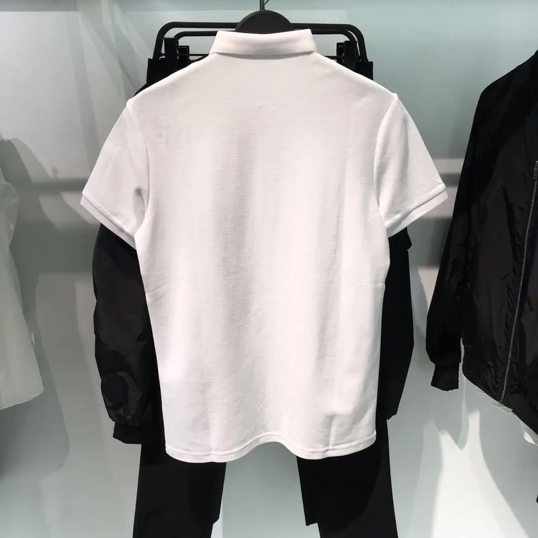 Брендовая дизайнерская белая рубашка поло в полоску с вышивкой медведя, роскошная хлопковая рубашка с коротким рукавом для мужчин homme camisa