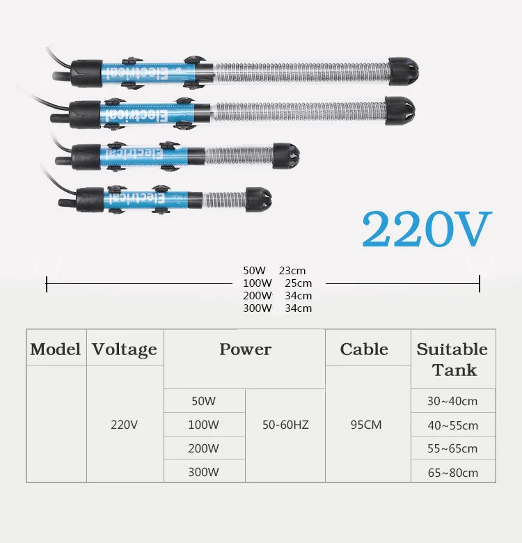 220 В 50 Вт/100 Вт/200 Вт/300 Вт мини подводный для аквариума нагреватель регулируемый температура аквариумных рыб водонагреватель бак