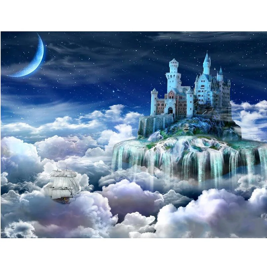 

Full Square diy Diamond Embroidery"Castle Cloud Landscape "3d Diamond Painting cross stitch woman Mosaic Home Decoration