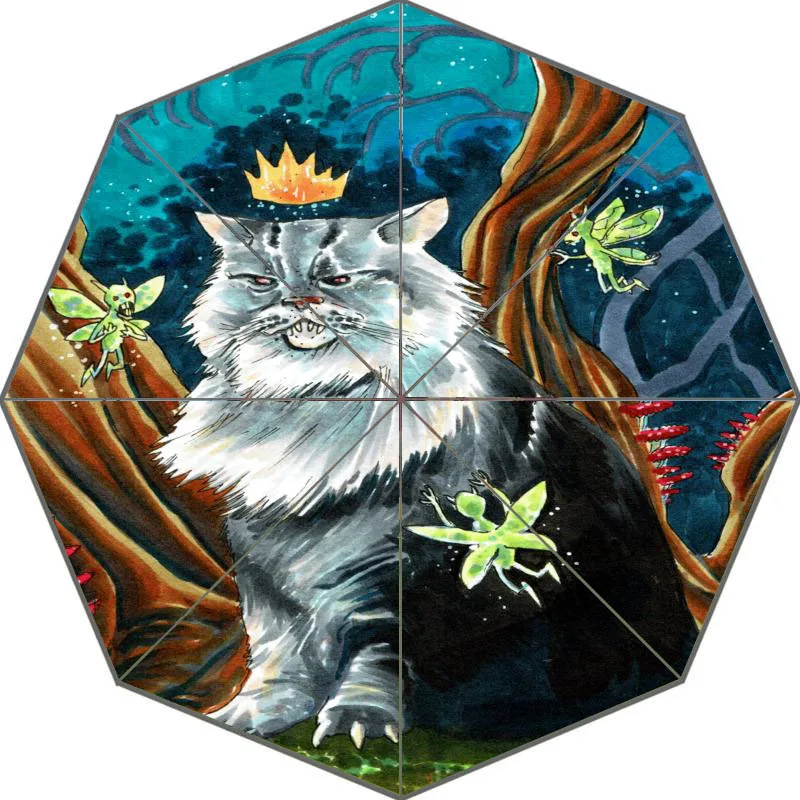 Милый мультяшный котенок, кошка, зонтик на заказ, солнечный и дождливый зонтик, дизайн, портативный, модный, стильный, полезный зонтик, хороший подарок - Цвет: Лиловый