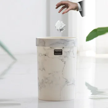 

Marble Pattern Trash Cans Bedroom Trash Can Living Room Waste Bin Office Garbage Bucket Without Lid European Style Dustbin Hot