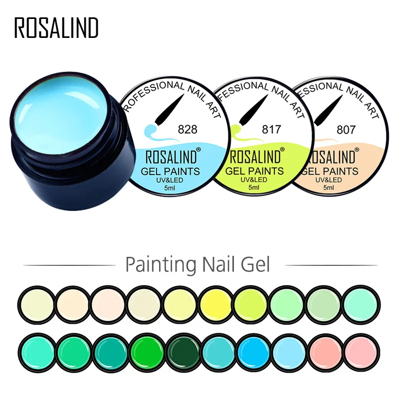 

ROSALIND Nail Polish 142 Colors Gel Painting UV/LED Color Gel DIY Painting Gel 5ml 801-830 lacquer