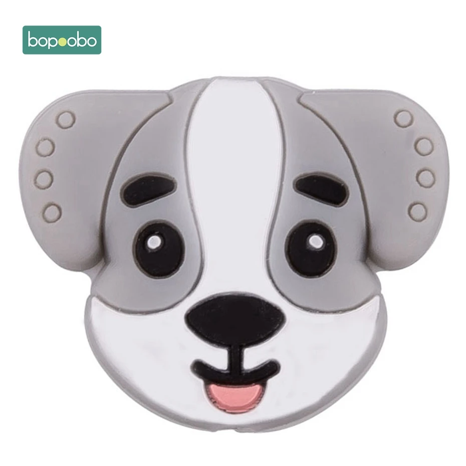Gray Dog Bopoobo 5 шт. Детские принадлежности для кормления Силиконовые Бусины Пищевой прорезыватель из дфп DIY Ювелирный Браслет игрушки для кроватки детский Прорезыватель подарок - Цвет: Gray Dog