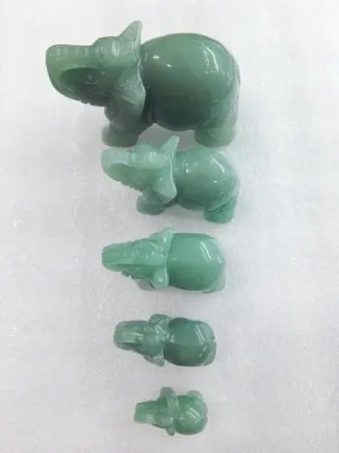 

Hand carved five natural jade elephant ornaments