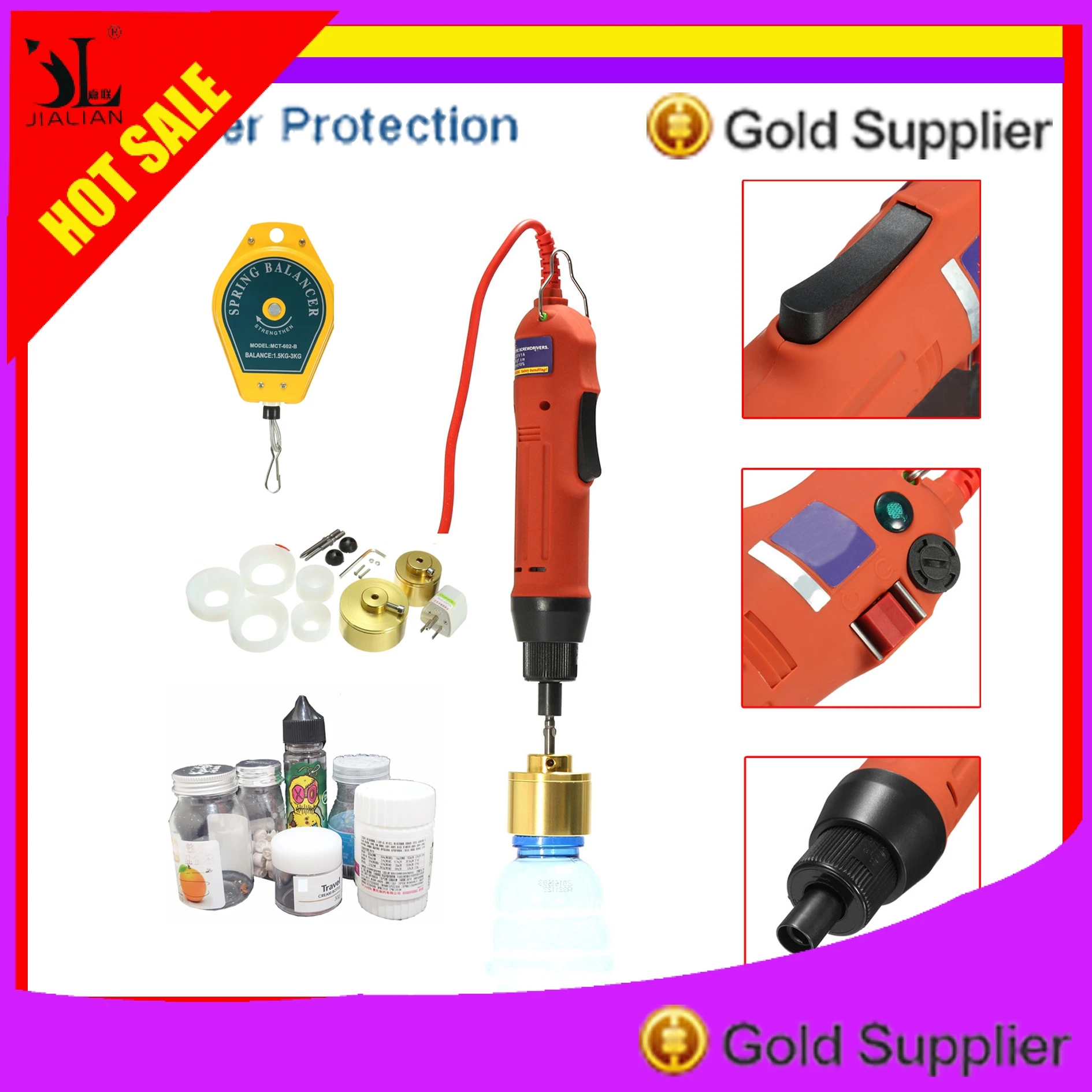 

Portable Capping Machine Handheld Manual Screw Capper Bottle Cap Lid Sealing Electric 10-50mm Cover Screwing Tools Free Shipping