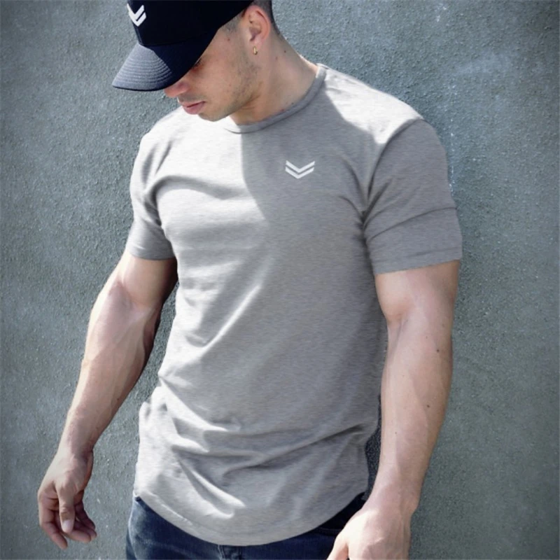 

2019 Summer new Men gyms Fitness t shirt Bodybuilding Shirts Fashion Casual Male Short sleeve cotton Tees Tops clothing
