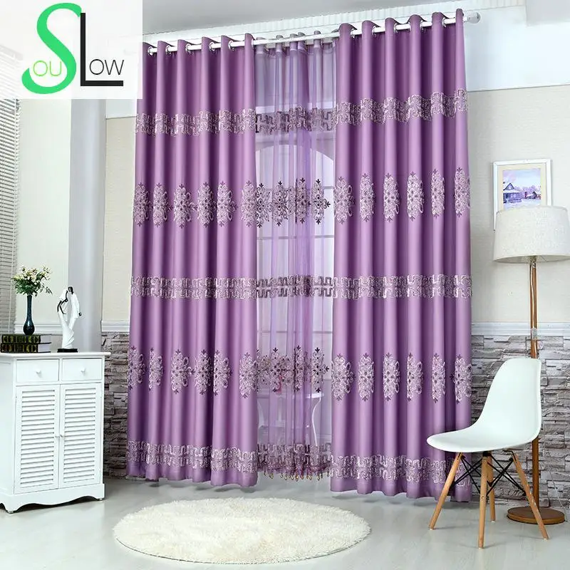 

Slow Soul Purple High Precision Embroidered Curtain Pastoral Floral Tulle Curtains For Living Room Kitchen Bedroom Children