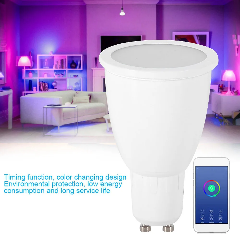 

NEW WiFi Smart Light Bulb GU10/E27 RGBW 6W LED Dimmable Light Cup Compatible with Alexa&Google Home Remote Light Bulb