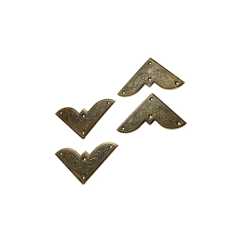 4pcs Wooden Box Iron Scrapbooking Albums Corner Bracket Antique Brass Decorative Protectors Crafts For Furniture Hardware