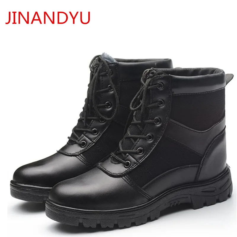 

Winter Snow Boots Men Tactical Military Boots Black Ankle Army Boots Steel Toe Shoes Autumn Winter Work Safety Shoes for Men