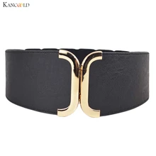 Модный женский короткий широкий пояс из искусственной кожи, женский эластичный камербанд ремень, аксессуары для платья, ремень с пряжкой из сплава Aug19