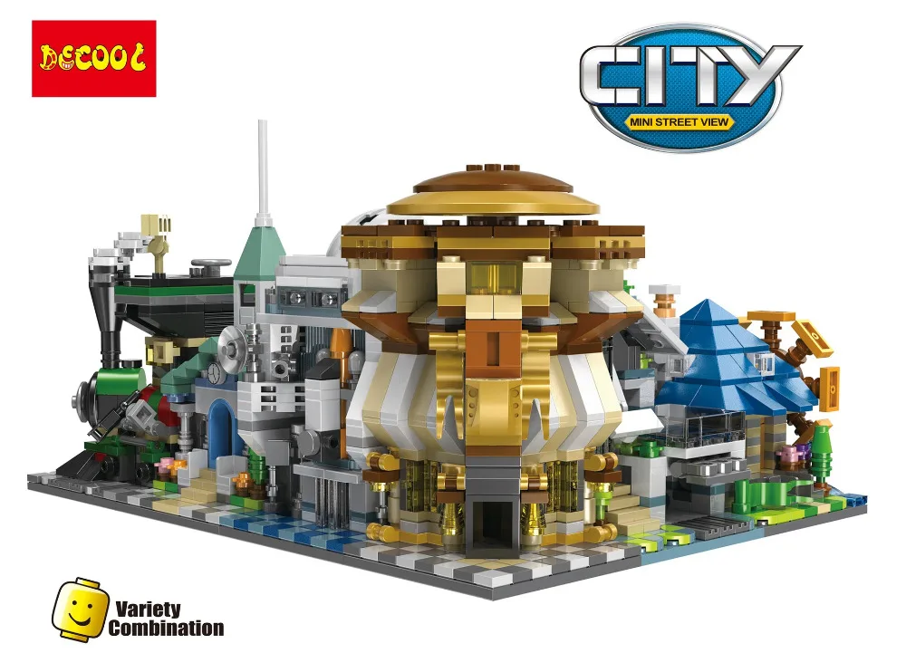 

Decool 6in1 Mini Street View Creators Church Observatory Antique Museum White Villa Model Building Blocks Compatible With Legoe