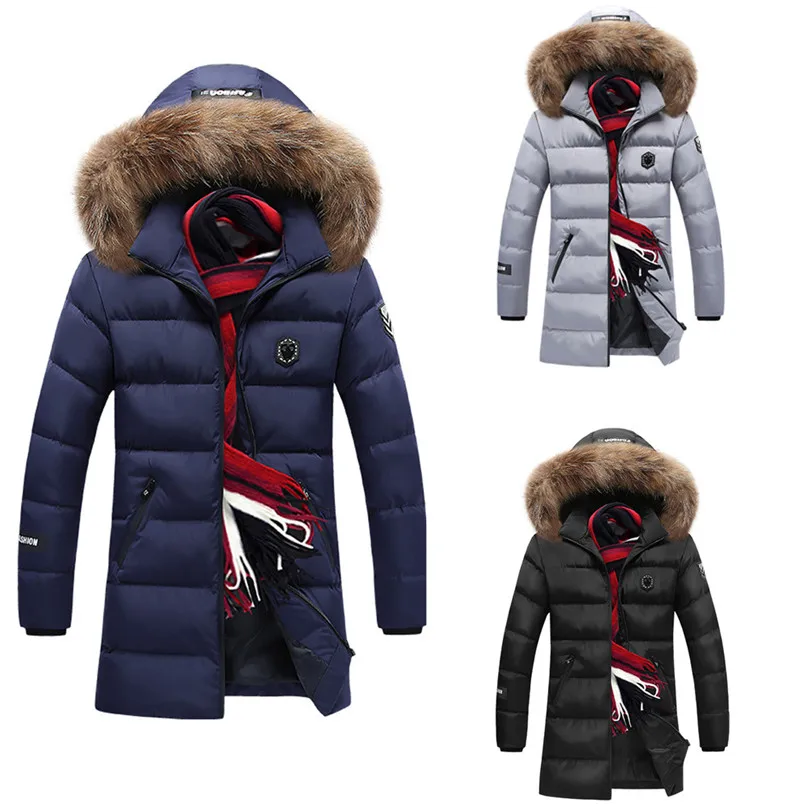 

Camping Hiking Down Jacket Men hooded down coat casaco masculino inverno Men Medium Length Jacket Thickened Velvet Cotton #2O1#F