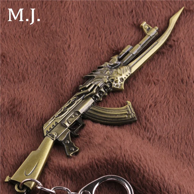 Original Vintage Gold Counter Strike Guns Keychain Men CS