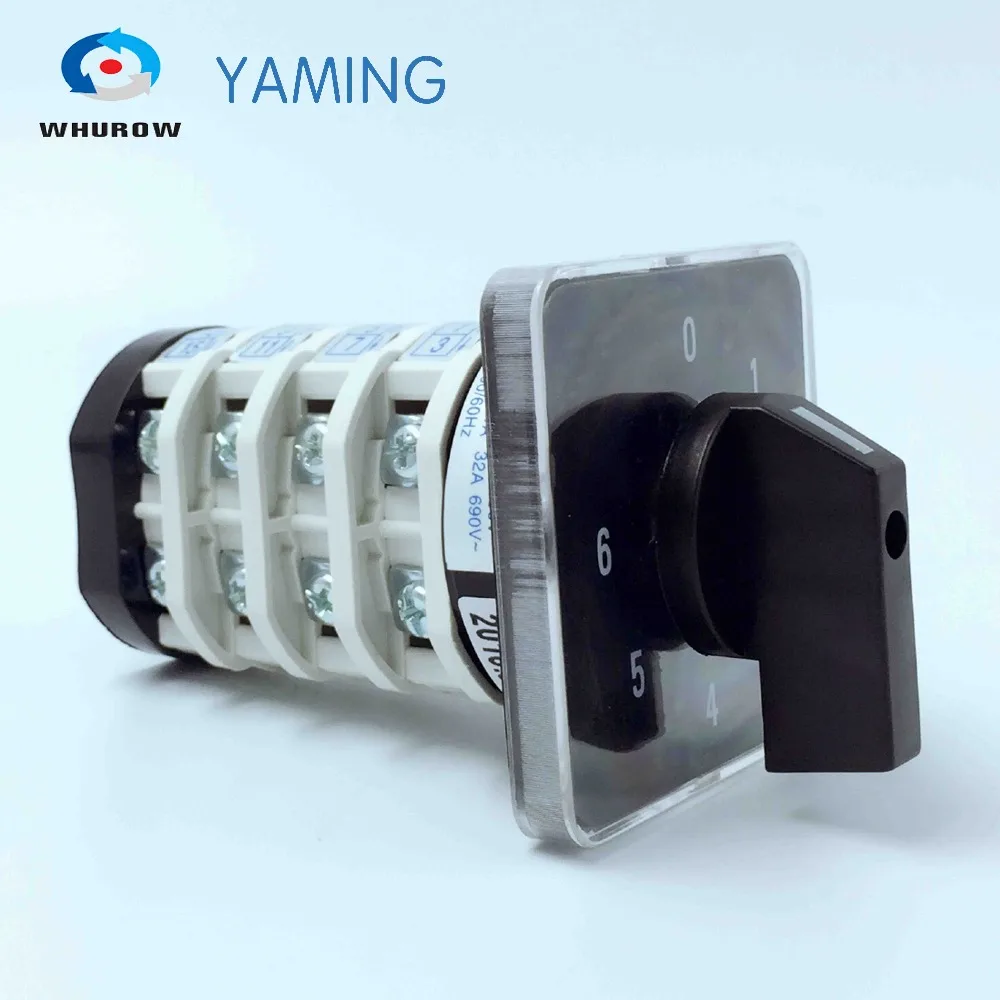 

YMZ12-32/4 electrical Combination switches Changeover rotary cam interruptor 4 pole 0-6 position sliver contacts high voltage