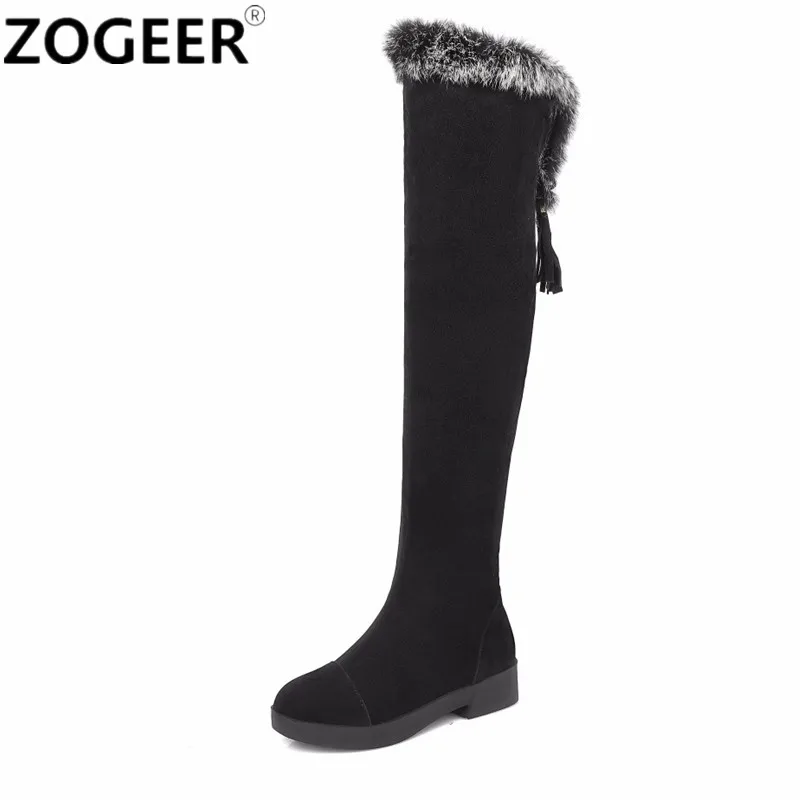 

Hot Women Boots 2019 Autumn Winter Ladies Suede Fashion Low-heels Shoes Woman Knee High Boots Brand Design Warm Snow Boots