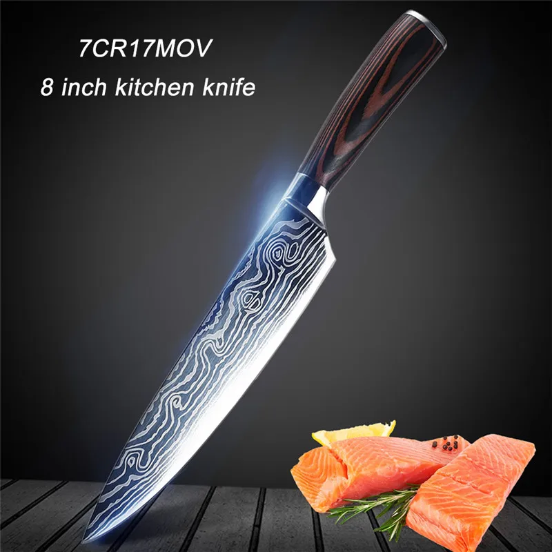 

7Cr17mov 8" inch Kitchen Knife Japan High Carbon Stainless Steel Chef Utility Slicing Knives Japanese Cooking Tool