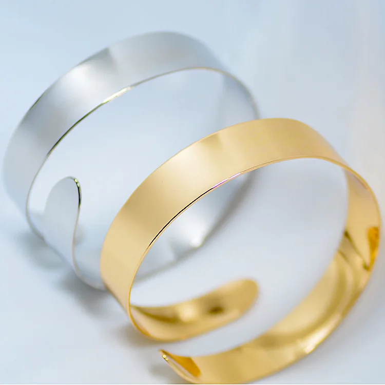 Fashion Upper Arm Bracelet Simple Gold Silver Tone Metal Open Armband