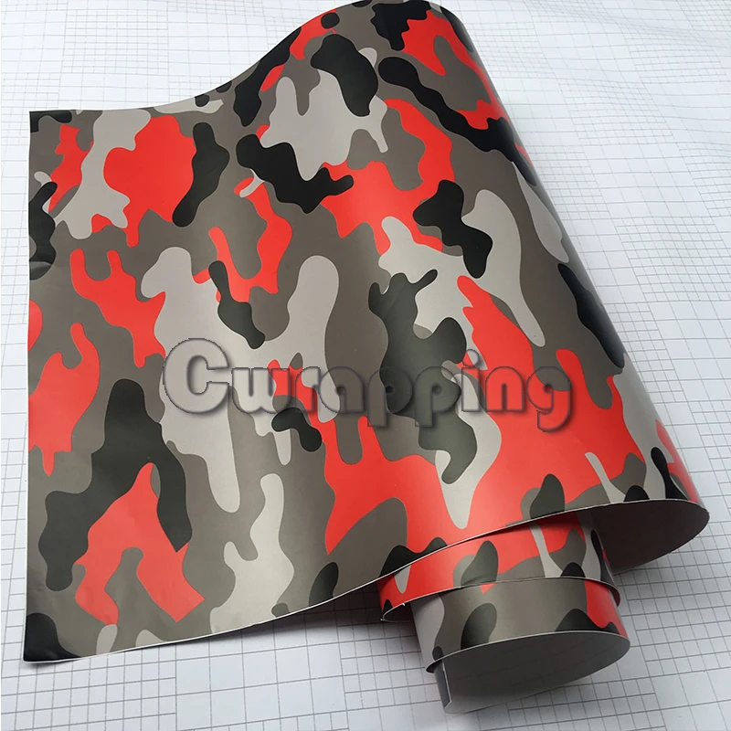 Red Black Grey Urban Camouflage Vinyl Motorcycle Car Vehicle Scooter DIY Wrapping Sticker Adhesive Camo Film
