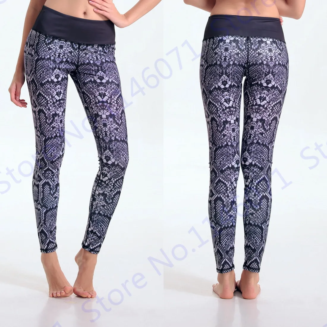 Snakeskin Running Leggings Printed Snake Scale Yoga Pants Women Grey ...