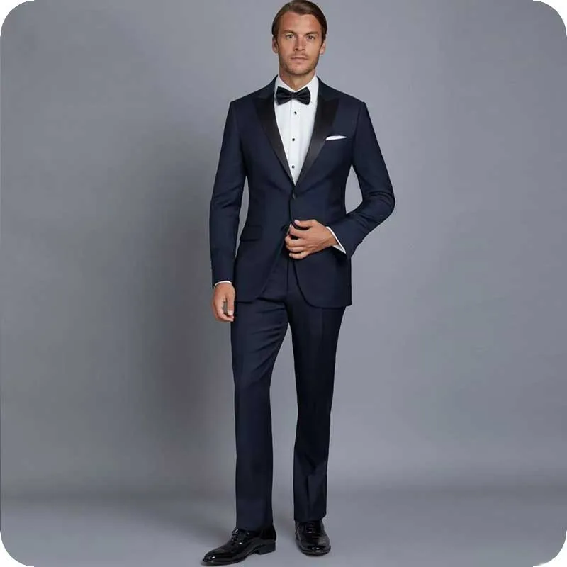 

Newest Navy Blue Men Suits Groom Wear Wedding Tuxedos Men Suits Blazers Costume Homme 2Piece Coat Pants Slim Fit Terno Masculino