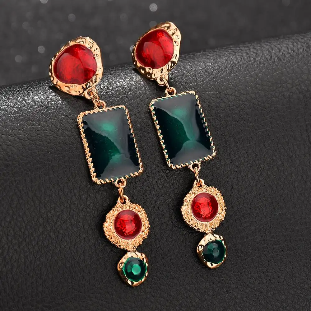 

Terreau Kathy ZA Fashion Multicolored Drop Earrings For Women Dangle Metal Pendant Jewelry Wedding Party Girl Gifts
