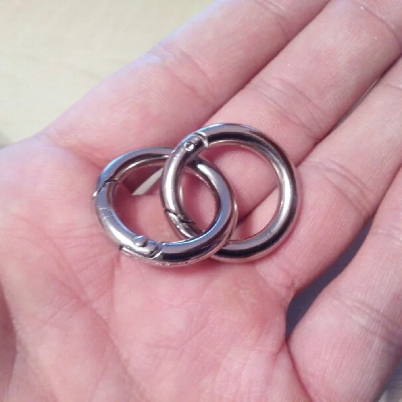 6 Pcs Round Circle Silver Carabiner Camping Spring Snap Clips Hook