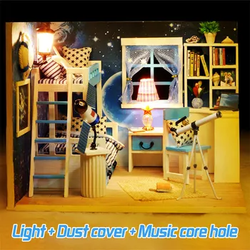 

DIY wodd House Miniature Mini My little house villa Model Creative Diary Building Kits with Funitures doll house toys Gifts
