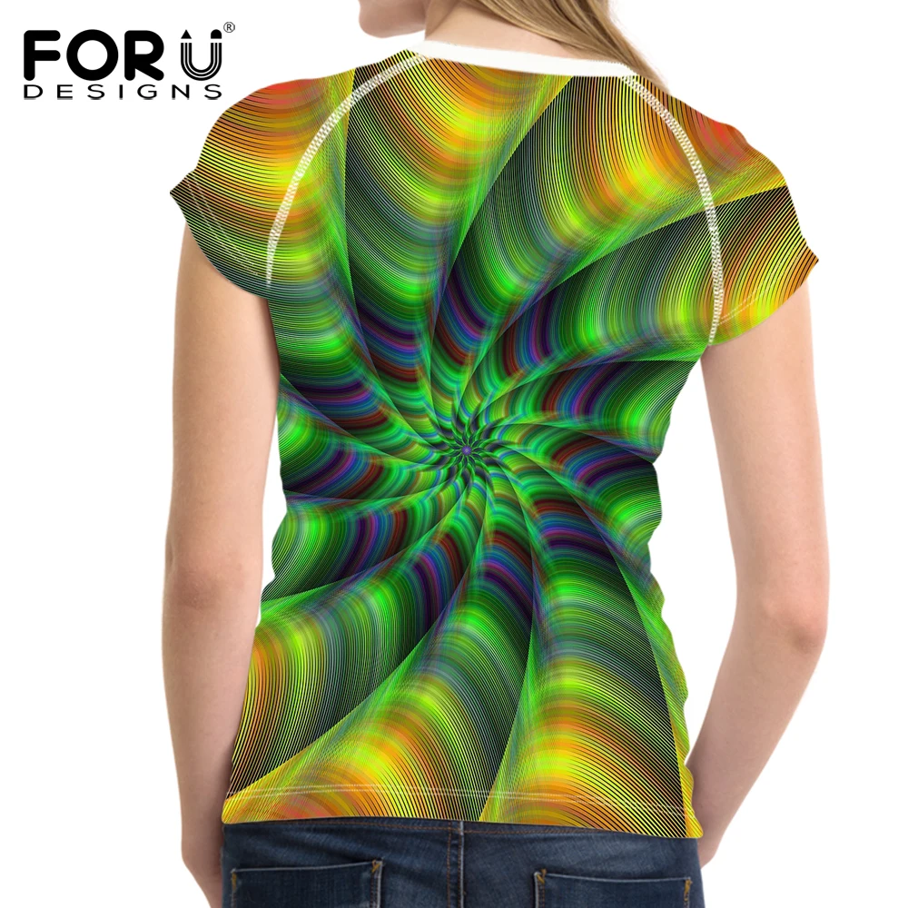 Футболка FORUDESIGNS в стиле Харадзюку для женщин одежда с 3D вихревым дизайном женская