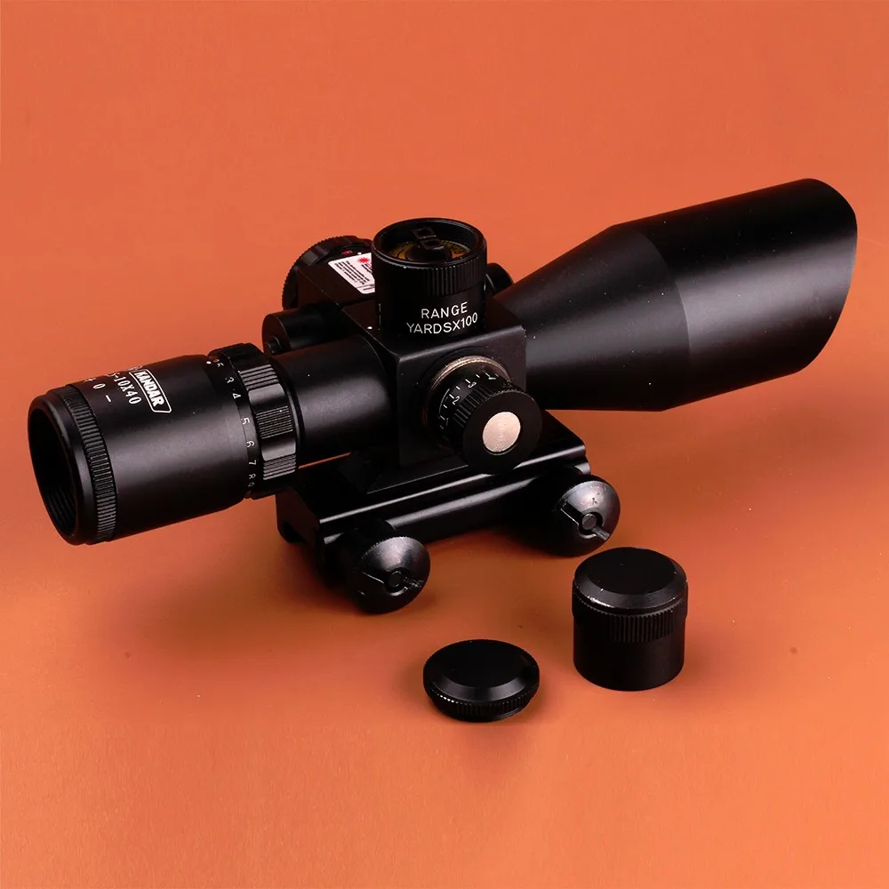 Tactical Hunting KANDAR 2.5-10X40 Red Green Illuminate Compact Rifle Scope w Integrated Red Laser Sight 11mm or 20mm Mount 4