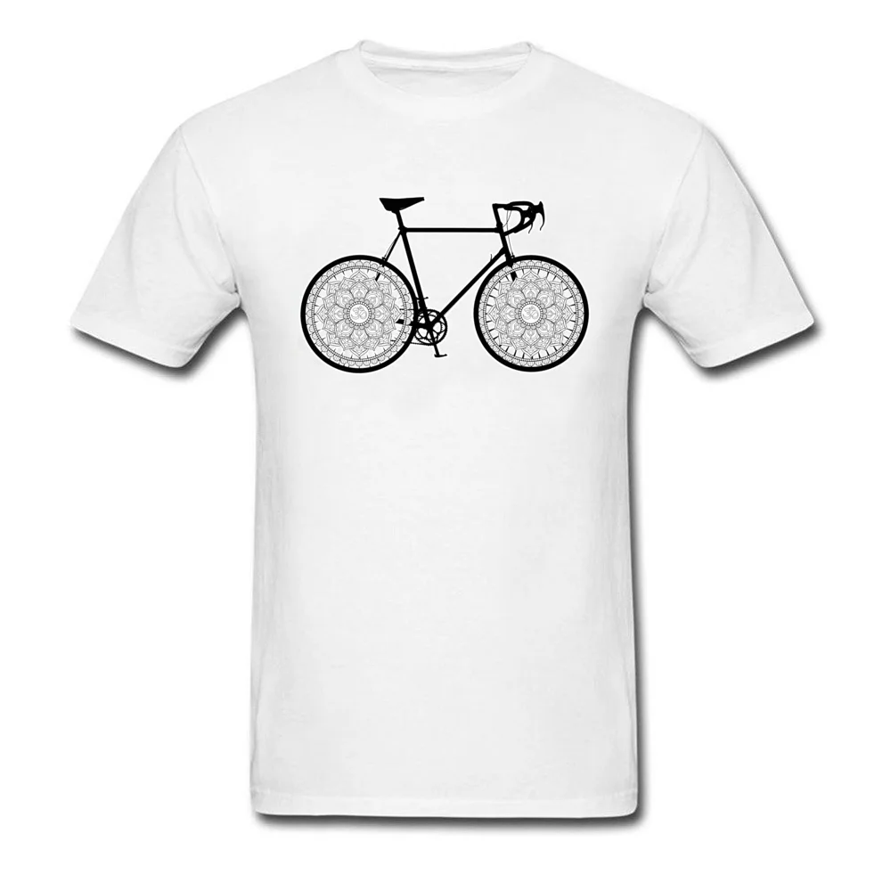 Hip hop Mandala Bicycle Men Top T-shirts 2018 Hot Sale Summer Fall Short Sleeve Tops T Shirt Round Neck Pure Cotton T-Shirt Mandala Bicycle white