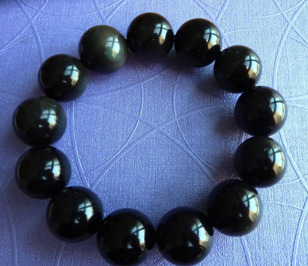 Естественных Радуга глаз обсидиан круглые бусины стрейч Bracelet-18mm