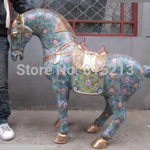 Bi0011572 39 ДЮЙМОВ Китайский Дворец Regius Pure Bronze перегородчатой Лаки Тан Верховая Статуя