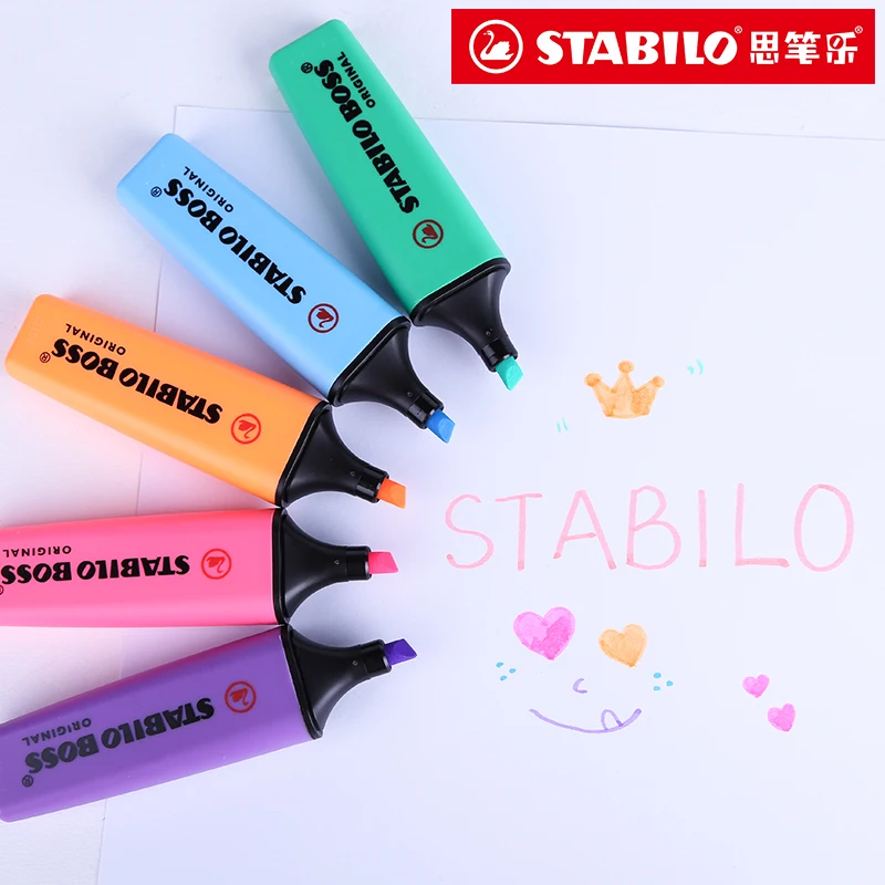 1× Stabilo Boss Original Pastel Color Highlighter Marker Chisel Nib Pen 6 Colors
