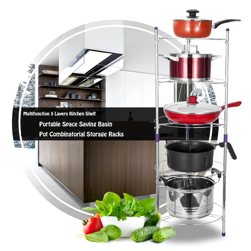 

Multifunction Landing Kitchen Pot Shelf Portable Space Saving Pot Combinatorial Storage Racks Durable Sundry Organizer Holder