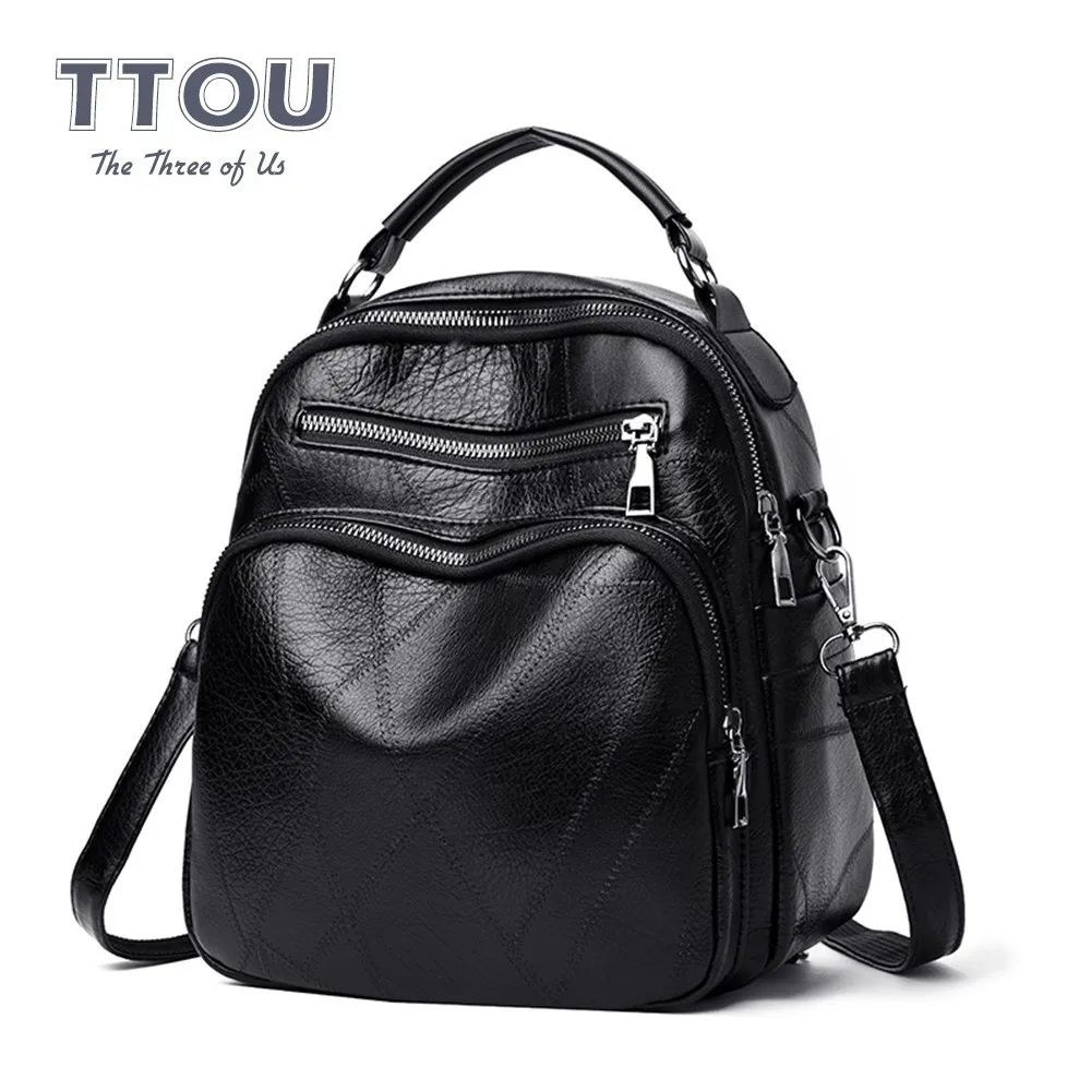 

TTOU Fashion Women's Backpack Quality Leather Shoulder Bag Casual Small Bookbags for Teenager Girls Ladies' Travel Bag Mochila