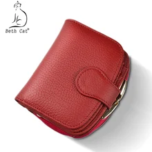 Beth Cat Short Wallet Women s Purse Small Genuine Leather Wallet Portefeuille Female Clutch Coin purse