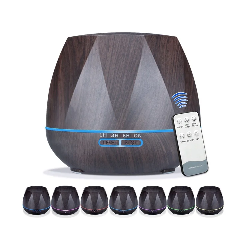 Online Difusor de Aroma de aceite esencial de aromaterapia de 500 ml con Control remoto 7 luces LED de Color para humidificador de Aroma de aire doméstico