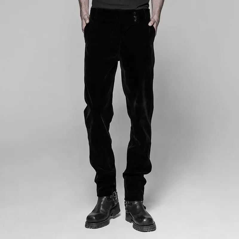 

Punk Rave Men's Stylish Velour Three Button Gothic Trousers OK-336XCM