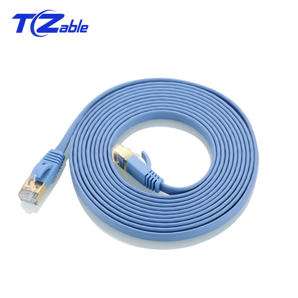 القط 7 Rj45 إيثرنت كابل مسطح 10 جيجابت شبكة الكمبيوتر كابل Cat7 التصحيح الحبل محمية Rj45 8p8c موصل للمودم راوتر Aliexpress